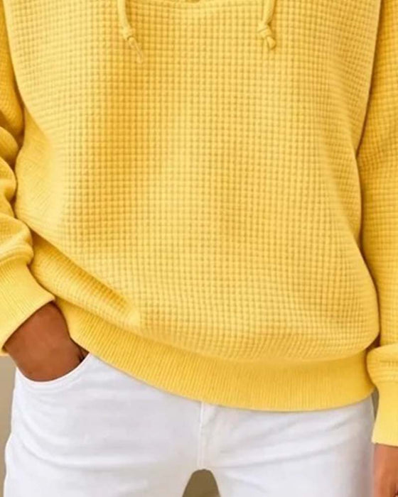 Sweatshirt Wafel Trekkoord Half-Zip