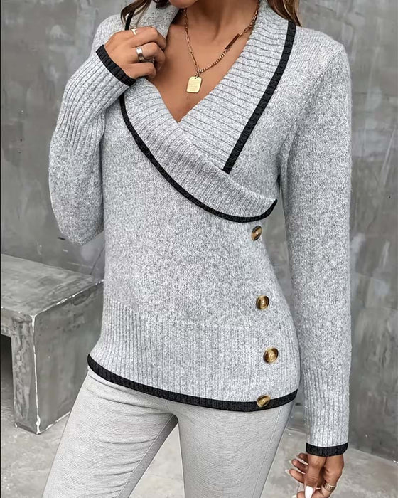 Pullover Lange Mouwen V‑Hals
