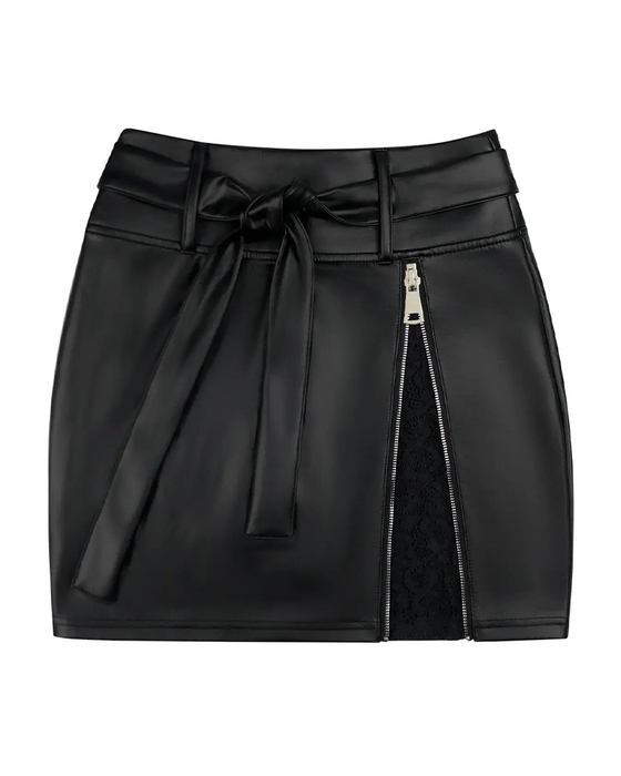 Rok Kant Patchwork Bodycon PU