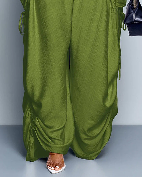Broek Effen Geplisseerd Hoge Taille Wijd