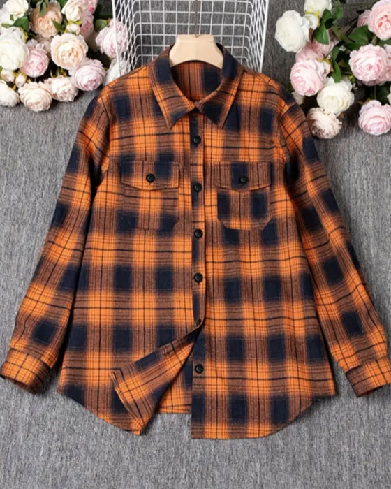 Blouse Casual Geruit Overhemd