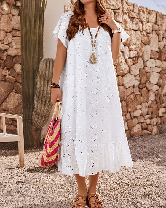 Jurk Uitsnijding Vierkante Hals Flutter Mouw Maxi