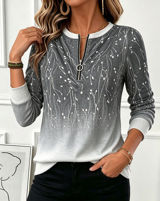 Sweatshirt Rondhals Rits Ombre