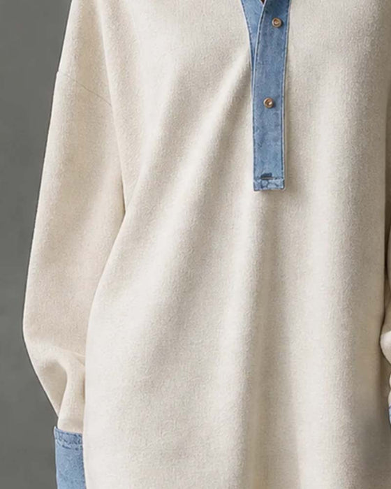 Jurk Patchwork Casual Lange Mouw
