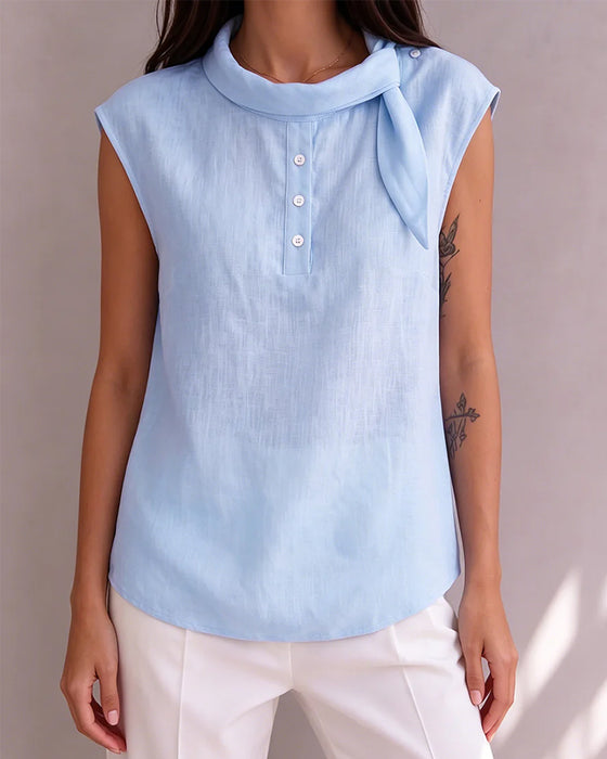 Blouse Stri k Knoop Mouwloos