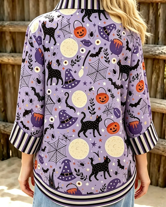 Blouse Reverse Knoop Streep Halloween