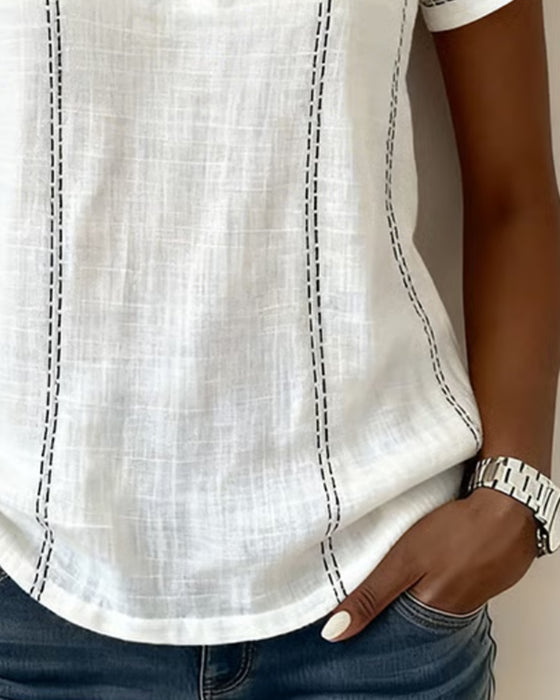 Blouse Kleine Vierkante Hals Effen Knoop