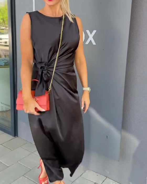 Jurk Mouwloos Getailleerde Taille Effen