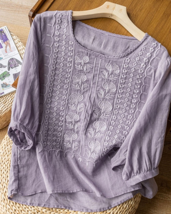 T-Shirt Retro Ademend Ronde Hals
