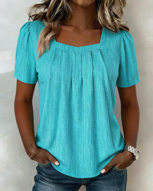 Casual Blouse Vierkante Hals Effen Kleur