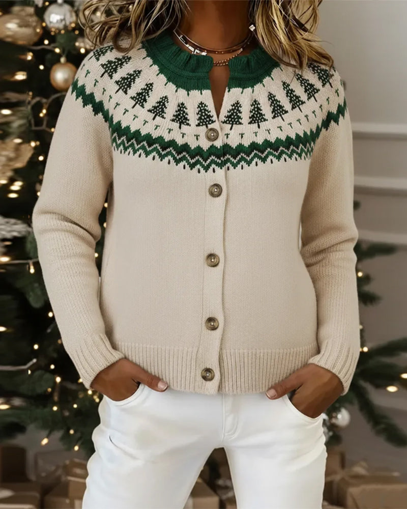 Langmouwige Geprinte Cardigan Met Knoopsluiting