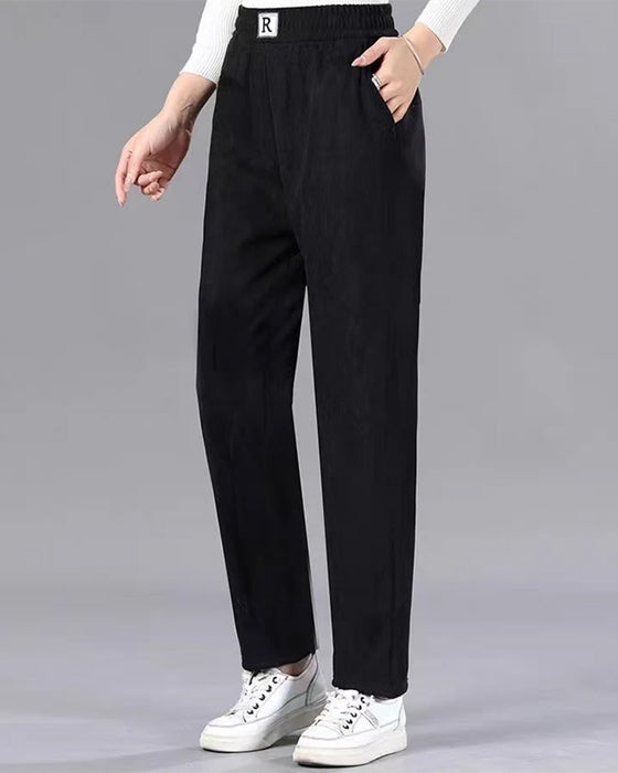 Broek Hoge Taille Fleece-Gevoerd Verdikt Jogger