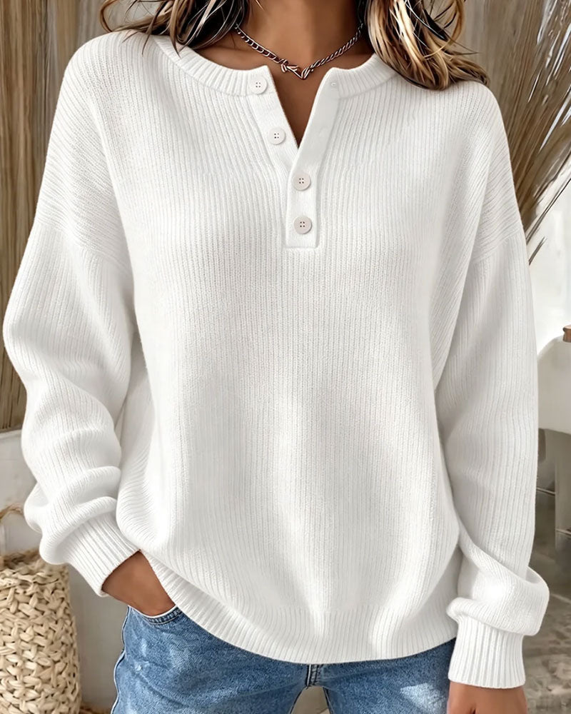 Pullover Effen Knoop Casual