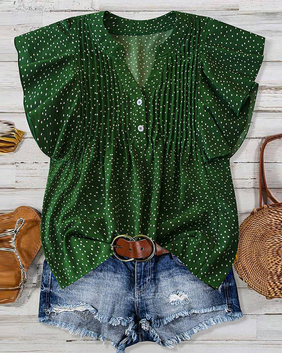 Blouse Ruchemouw V-Hals Polkadot