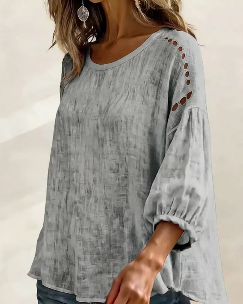 Blouse Uitgesneden Katoen En Linnen