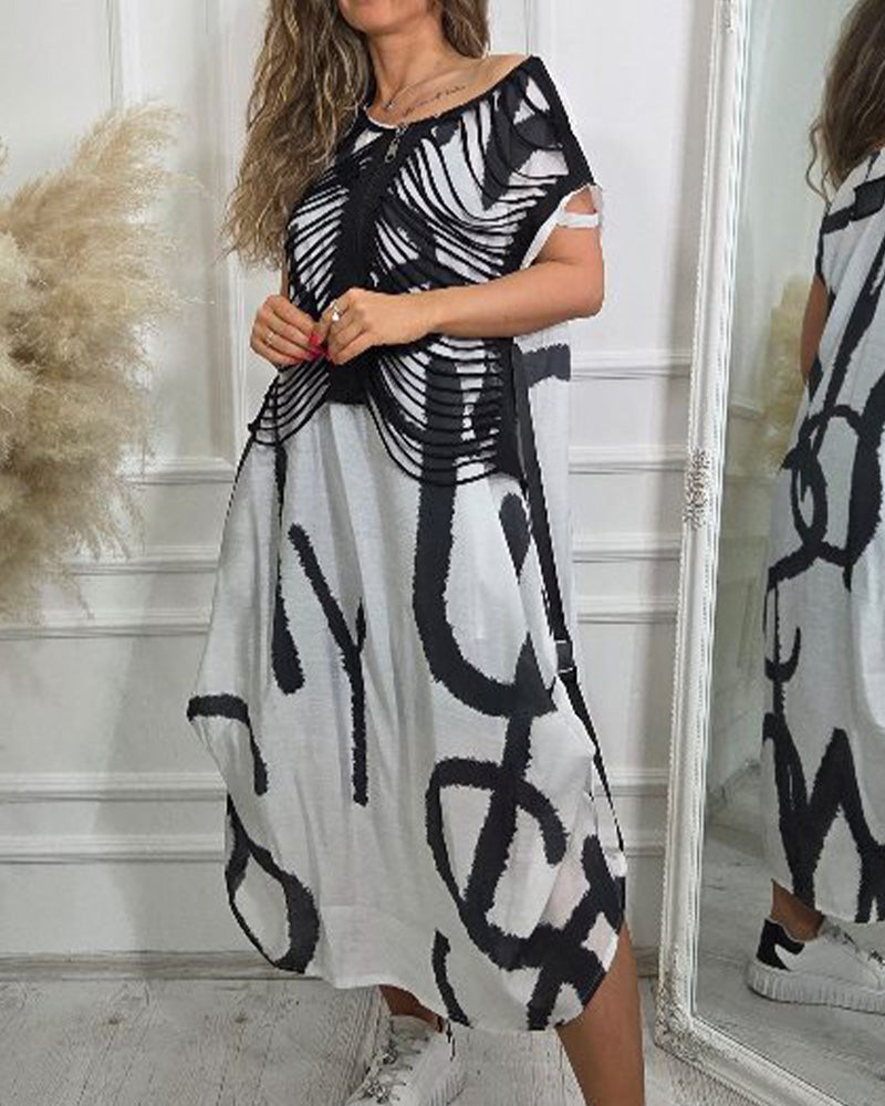 Casual Midi Jurk Ronde Hals