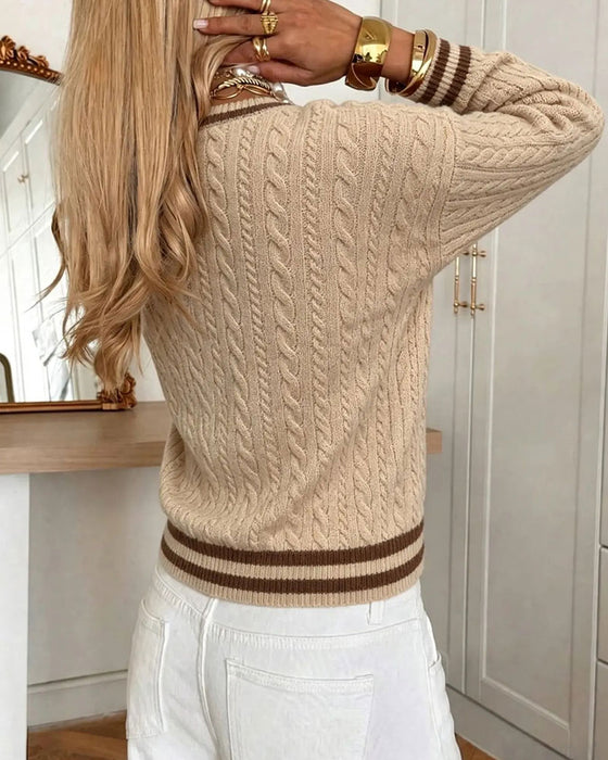 Pullover Contrastbies V-Hals Trui