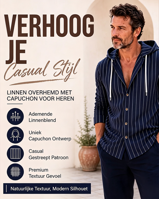 Overhemd Heren Gestreept Hoodie