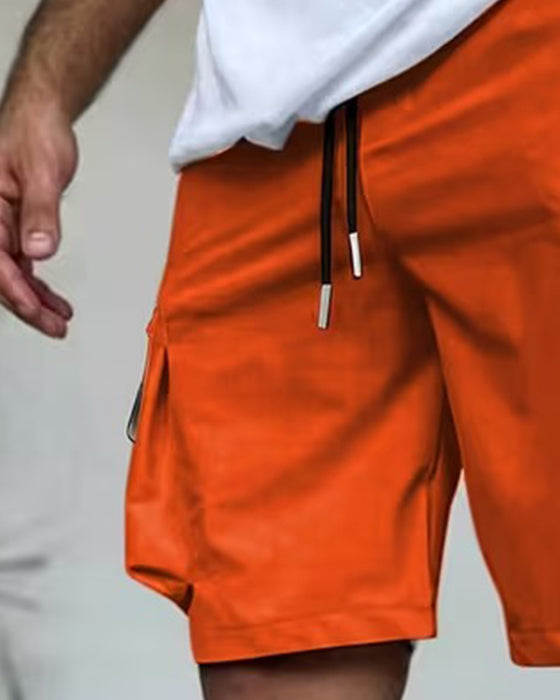 Heren Broek Effen Loose Fit Kort Cargo