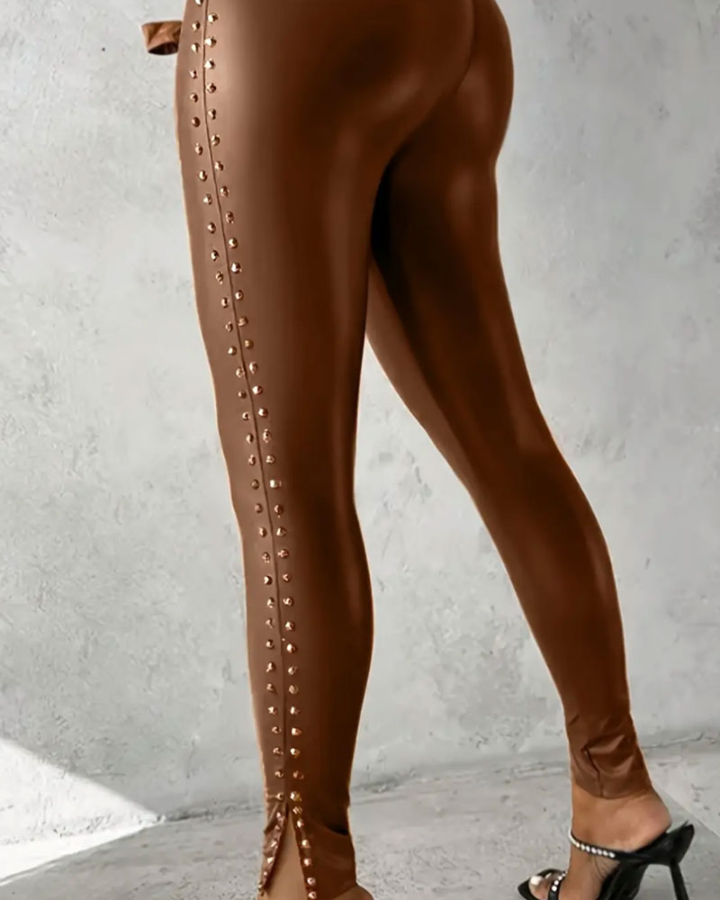 Broek Hoge Taille Split Smalle Pijp