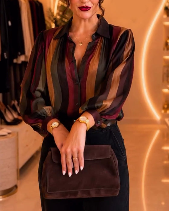 Blouse Retro Streep Pofmouw