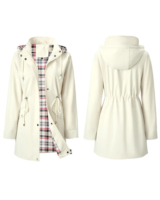 Dames Lange Waterdichte Trenchcoat Met Capuchon