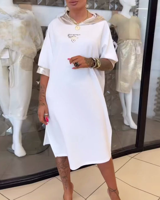 Jurk Capuchon Effen Kleur Losse Split