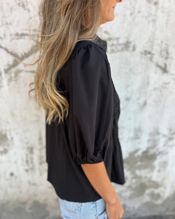 Blouse Casual Mode Korte Mouwen Effen