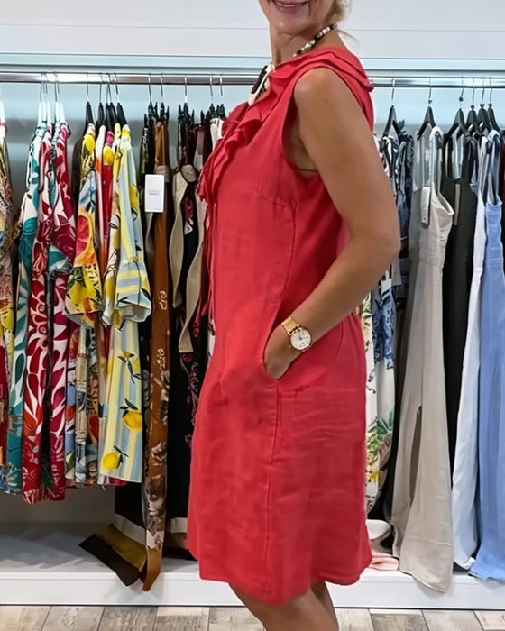 Jurk Ruffle Mouwloos Casual