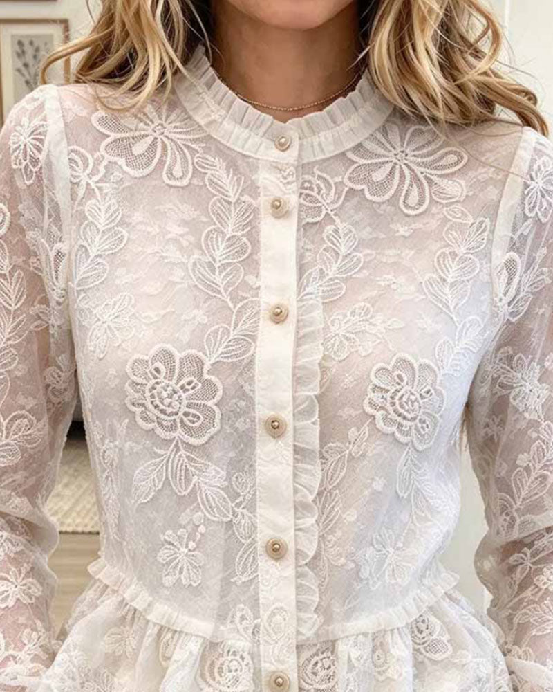 Blouse Geruwd Slim Pasvorm Waaivormig
