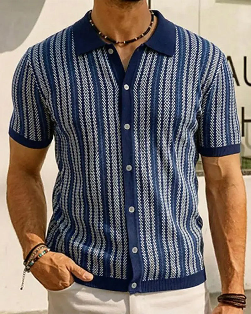 T-Shirt Reverse Heren Korte Mouw Knoop