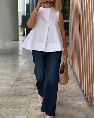 Blouse Mouwloos Effen Simpel