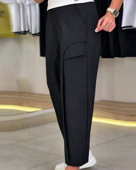 Broek Effen Kleur Zak Geknipt Casual