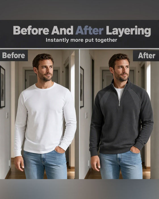 Sweatshirt Half Zip Staande Kraag