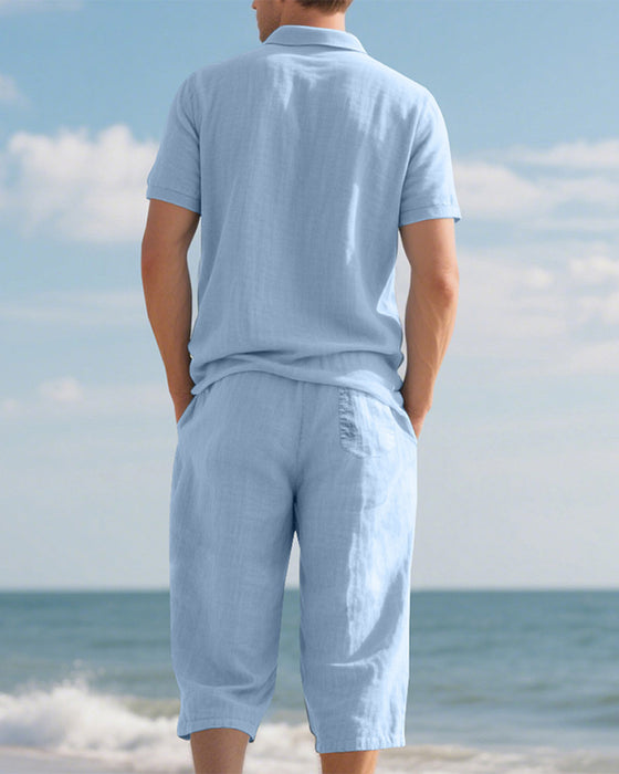 Casual Herenset Met Poloshirt En Cropped Broek