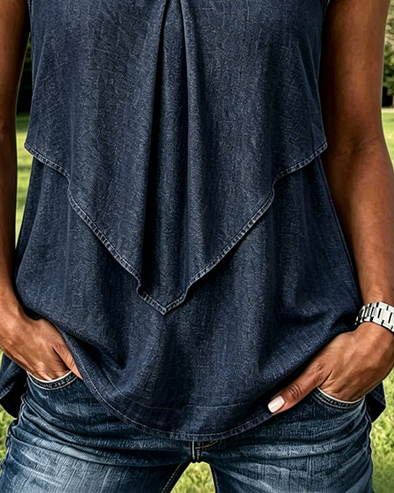 Tanktop Effen V-Hals Casual