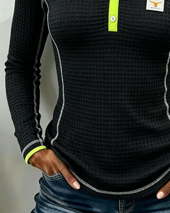 Top Met Capuchon Kleurblok Slimfit
