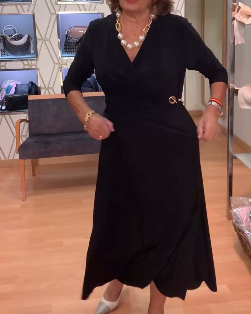 V-hals Aangesloten Taille Split Jurk