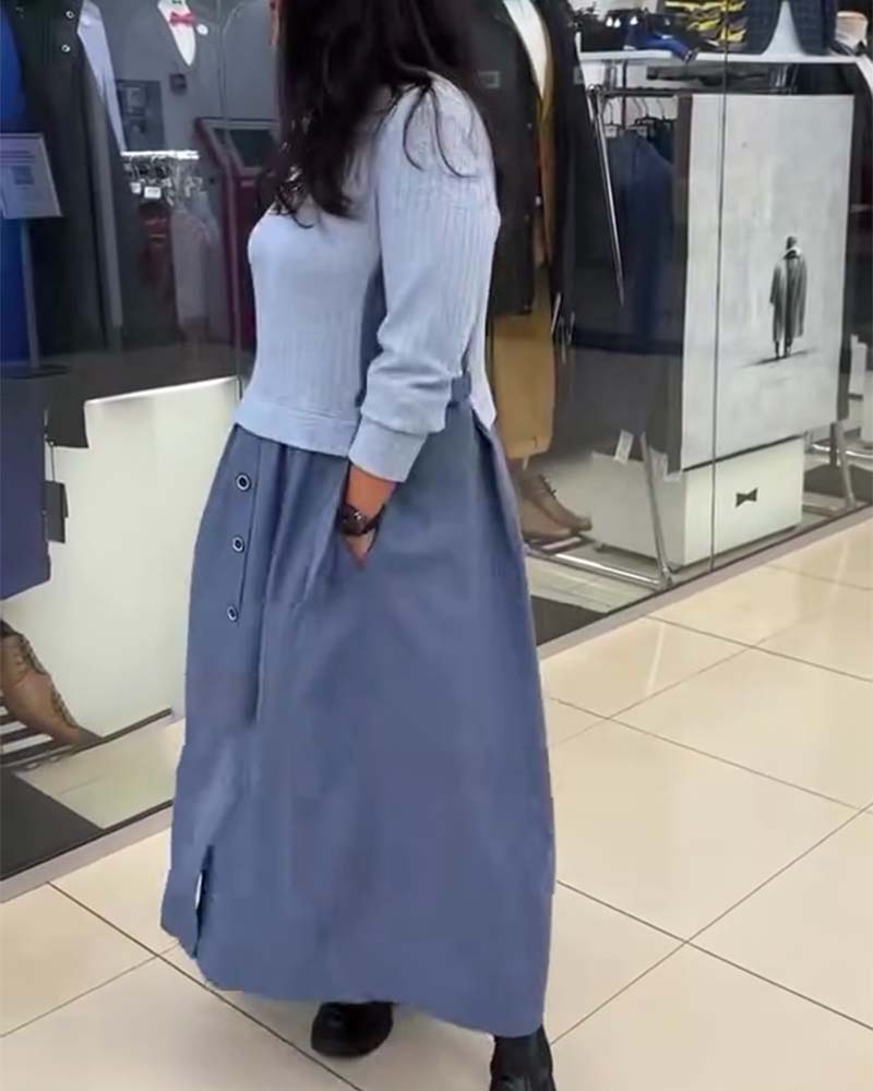 Jurk Casual Colorblock Ronde Hals