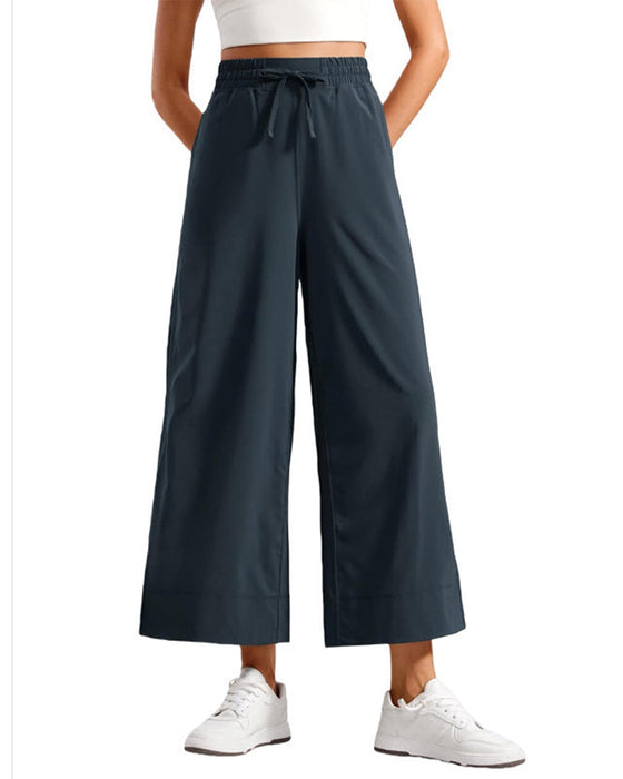 Broek Hoge Taille Wijde Pijp Met Zijsplit