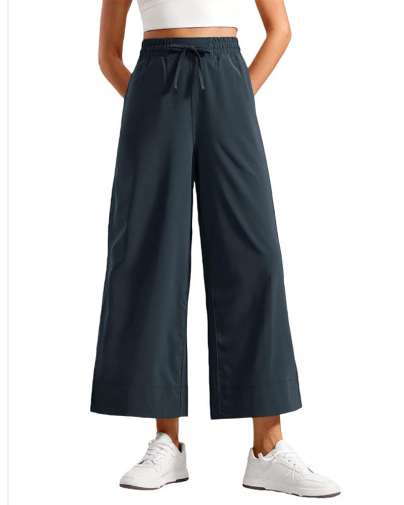 Broek Hoge Taille Wijde Pijp Met Zijsplit
