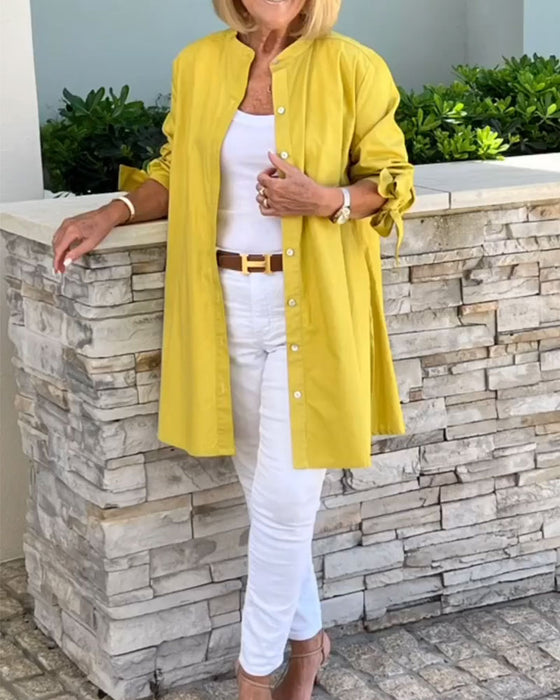 Shirt Effen Casual Lange Mouwen