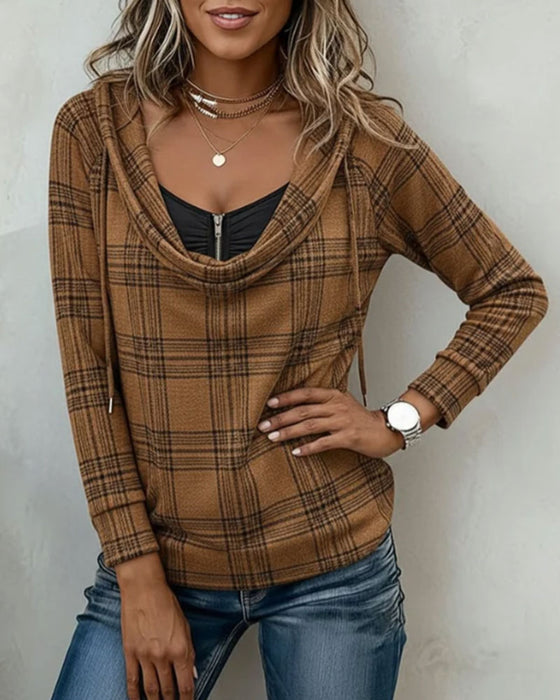 Top Ruit Mock Layered Turtleneck Hoodie