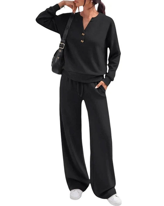 Set Lange Mouw Top Wijdbeen Broek