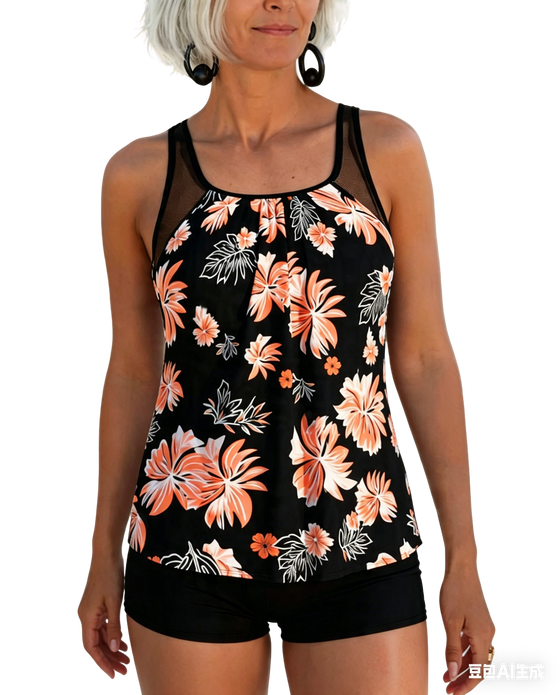 Tankini Buik-Bedekkend Geprint