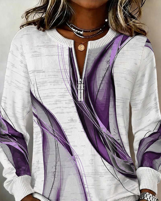 Hoodie Rits Pullover Contrast Los