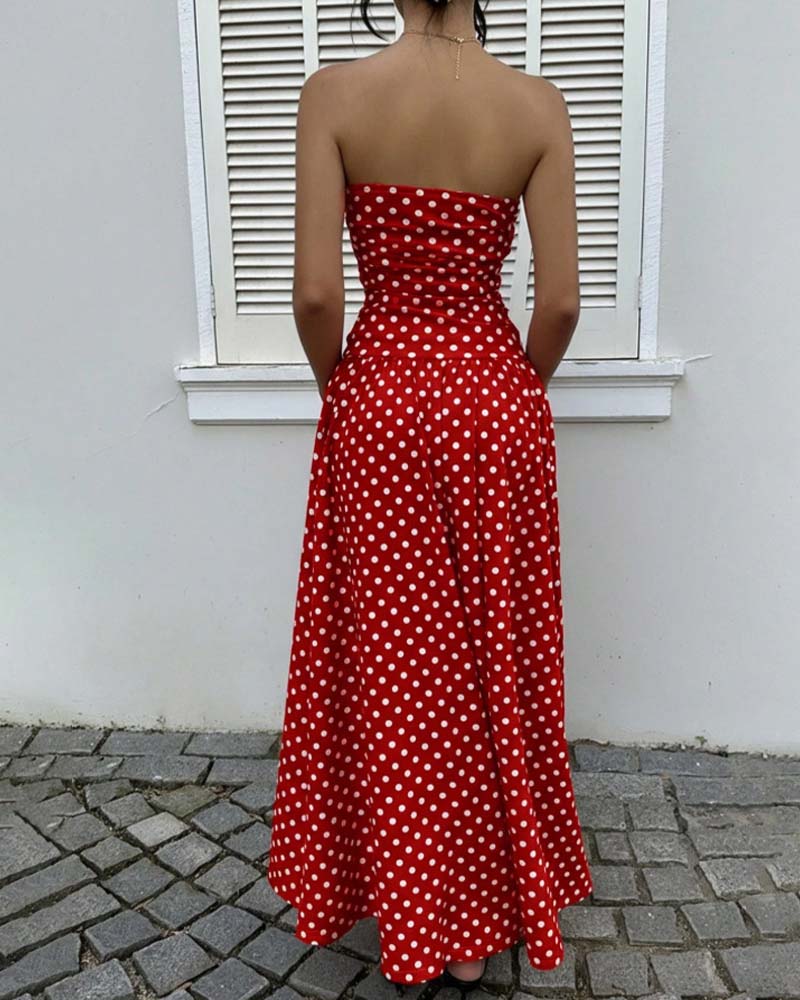 Jurk Stipjes Bandeau A-Lijn Lang