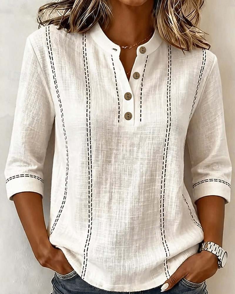 Blouse Ellebooglange Mouw Halfknoop Lijn