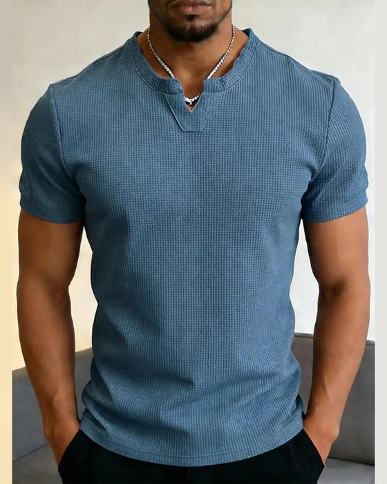 Heren T-Shirt Met Wafelpatroon Casual