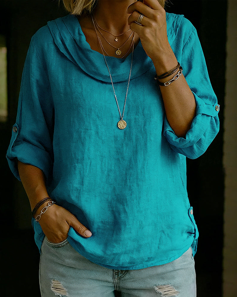 Top Omgeslagen Kraag Katoen